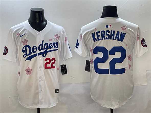 Mens Los Angeles Dodgers #22 Clayton Kershaw White 2025 Tokyo Series Limited Stitched Jersey